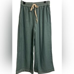 NWOT Polagram L Wide Leg Cotton Loungewear Pants Dusty Teal